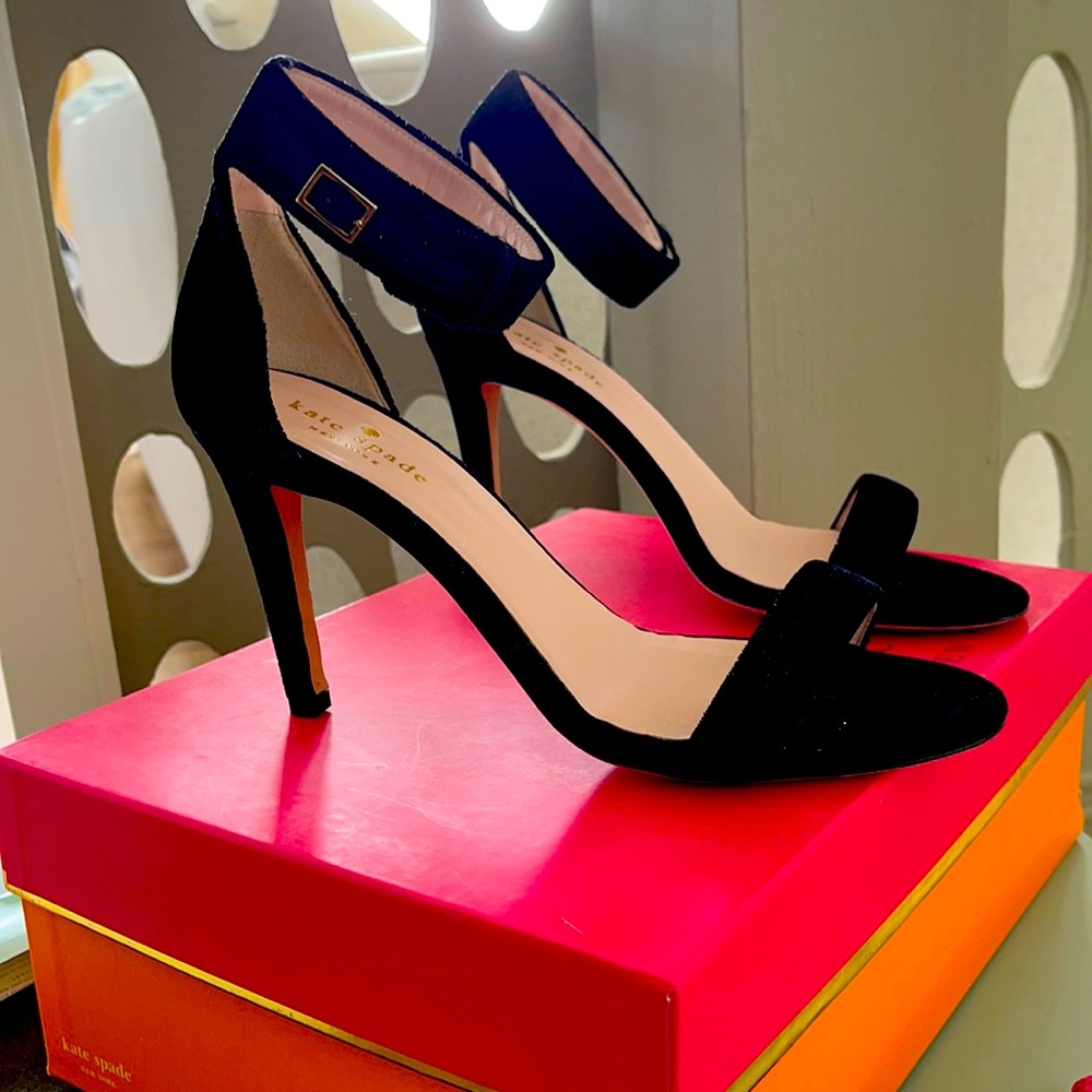 Kate Spade Sparkling Black Velvet Stiletto Size 7